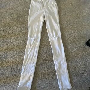 Fashion Nova White Distressed Skinny Jeans